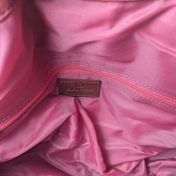 VINTAGE Danier Pink And Brown Leather Shoulder Purse Medium Size - Picture 11 of 12